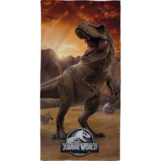 Dinosaur badehåndklæde 70x140 cm – T‑Rex, 100% bomuld