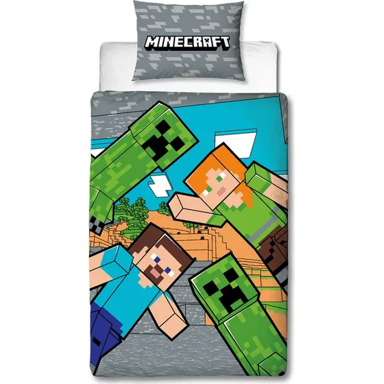Minecraft sengetøj 140x200 cm – Creeper (100% bomuld)
