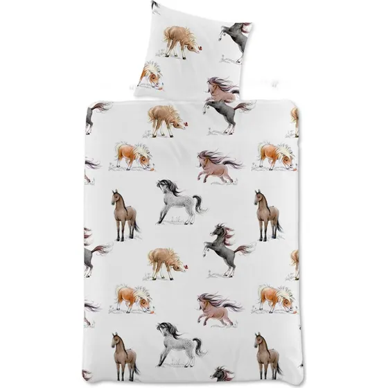 Junior sengetøj med heste 100x140 cm – 100% bomuldssatin