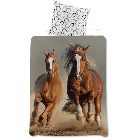 Hestesengsæt 140x200 cm – 100% bomuld, vendbar