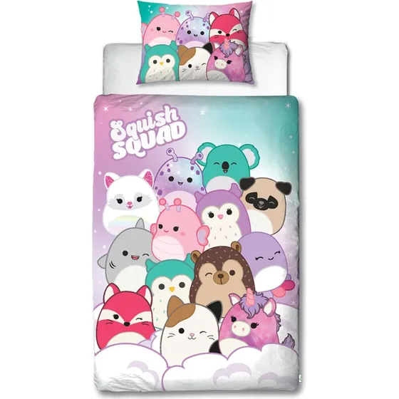 Squishmallows 2-i-1 sengesæt 150x210 cm – 100% bomuld