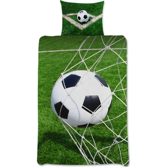 Fodbold sengetøj 140x200 cm i 100% bomuld – vendbar