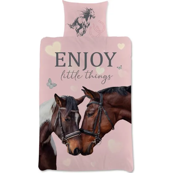 Hestes sengetøj 140x200 cm – vendbar 100% bomuld