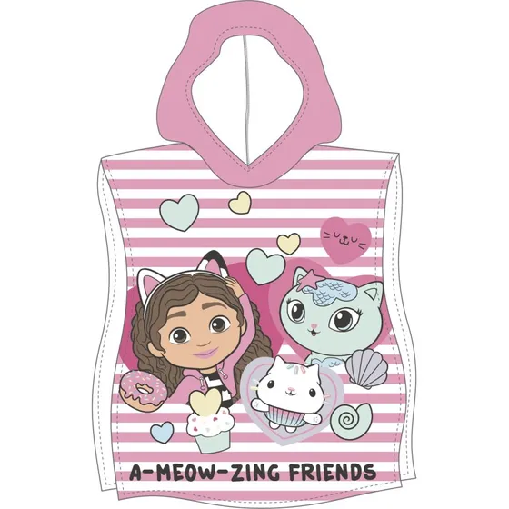 Badeponcho Gabby's Dollhouse til børn – 50x115 cm