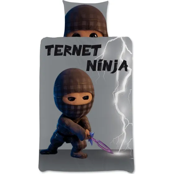 Ternet Ninja sengetøj 140x200 - 100% blød bomuld, vendbar
