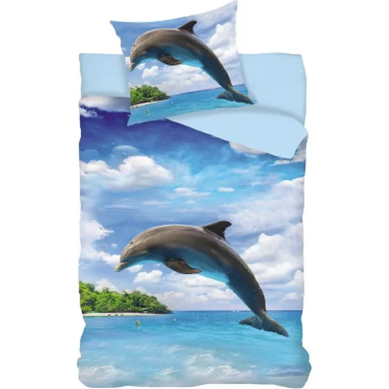 Delfin sengetøj 150x210 cm – 100% bomuld til børn