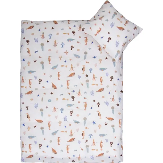 Junior sengetøj 115x135 cm - 100% bomuld, undervandsmotiver