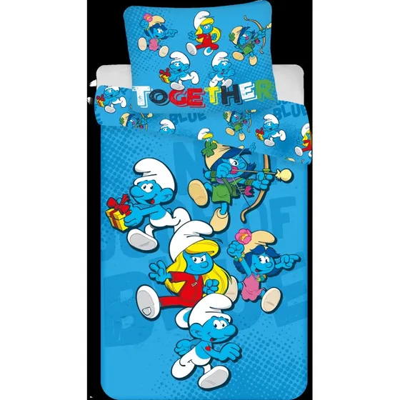 Smølfer junior sengetøj 100x140 cm - 100% bomuld