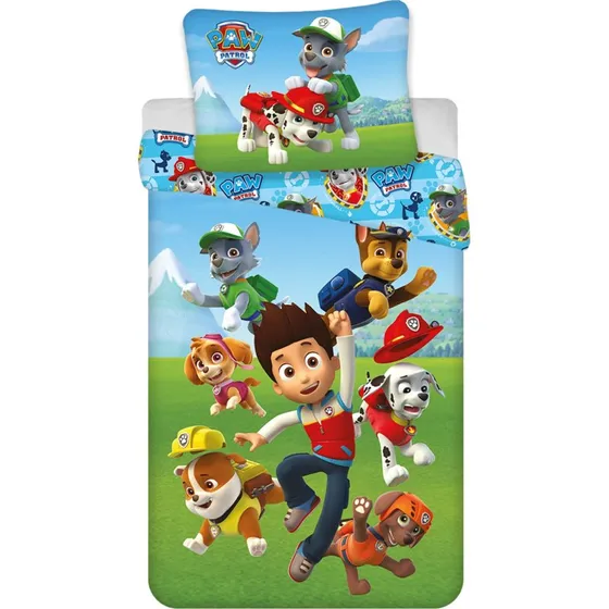 Paw Patrol vendbart sengetøj 140x200 cm, 100% bomuld