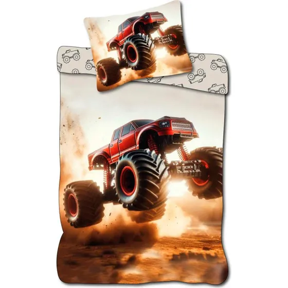 Børne sengetøj 140x200 Monstertruck - 100% bomuld