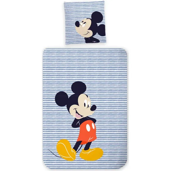 Mickey Mouse sengesæt 140x200 cm – 100% bomuld, stribet