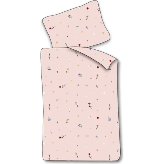 Junior sengetøj 100x140 cm - lyserød med blomster