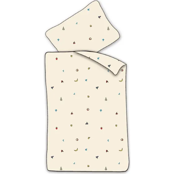 Baby sengetøj 70x100 cm – råhvidt med små frugter