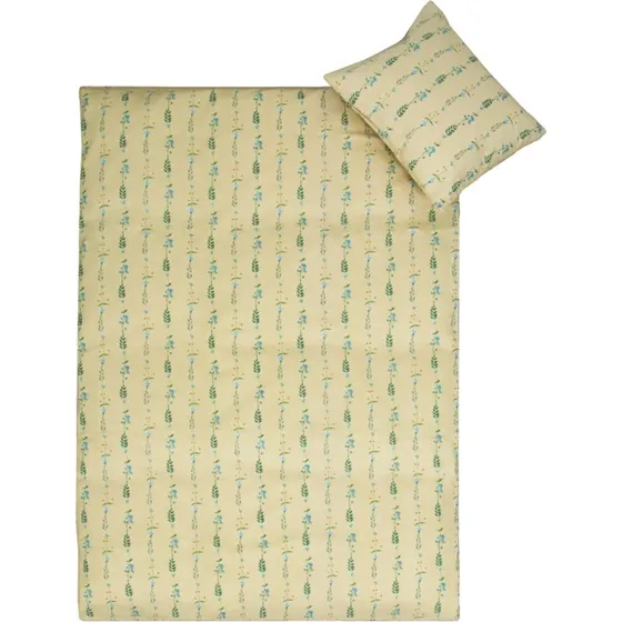 Junior sengetøj 100x140 cm - Gul med blomster (100% bomuld)