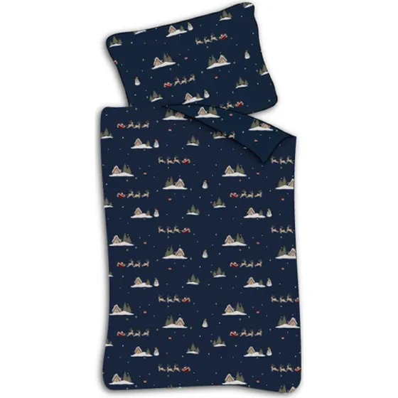 Junior julesengetøj 100x140 cm – mørkeblå bomuld