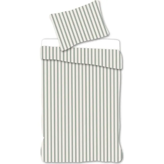 Junior sengesæt 100x140 cm – hvid/ grøn stribet bomuld