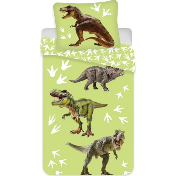 Dinosaur sengetøj 140x200 cm – 100% bomuld, vendbar
