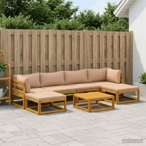 vidaXL Sofa Sæt 7 stk. i Naturfarvet Massivt Akacietræ