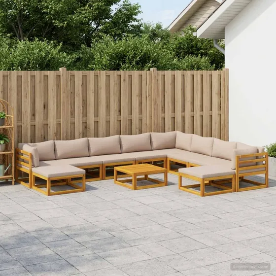 vidaXL Sofa Sæt 11 stk. i massivt akacietræ, naturfarvet