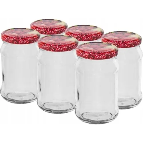 Glas krukke til konserver med skruelåg, 300 ml, 6 stk.