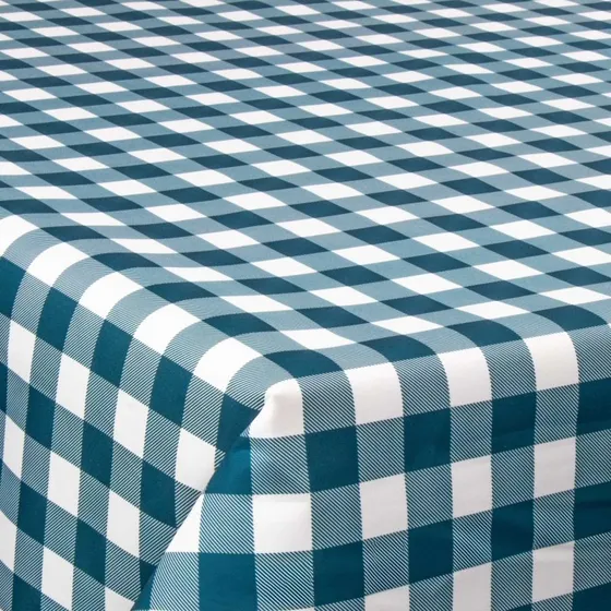 Voksdug Tekstil Check Blue 140 cm x 30 m - Akrylbelægning