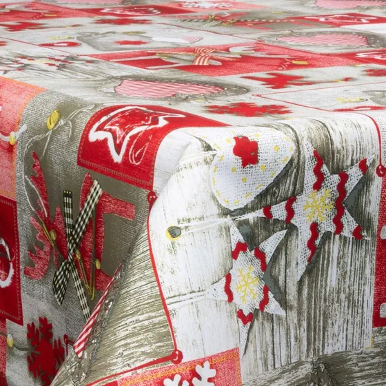 Tekstil voksdug 140 cm - Christmas Hearts (på metermål)