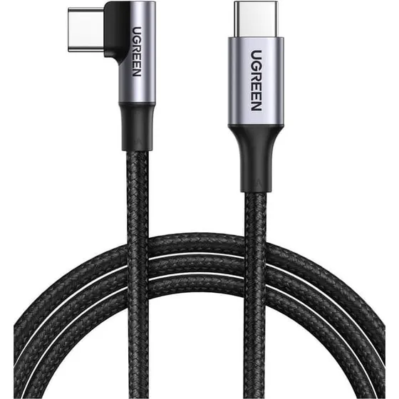 UGREEN USB-C til USB-C vinklet 100W PD kabel, 3m - Sort