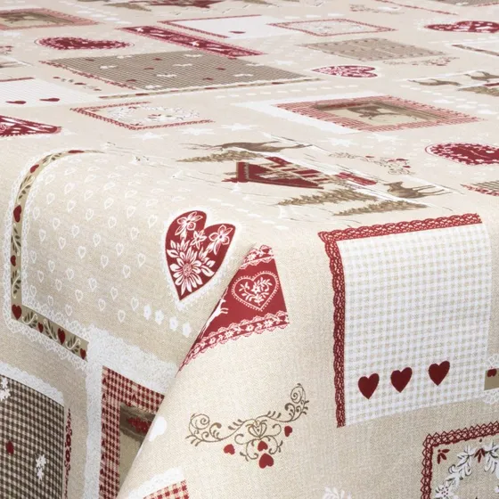 Tekstil voksdug 140 cm – Winter landscape with hearts