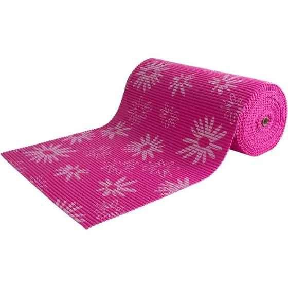 Skridsikker bademåtte 65 cm - Pink med blomster (på mål)
