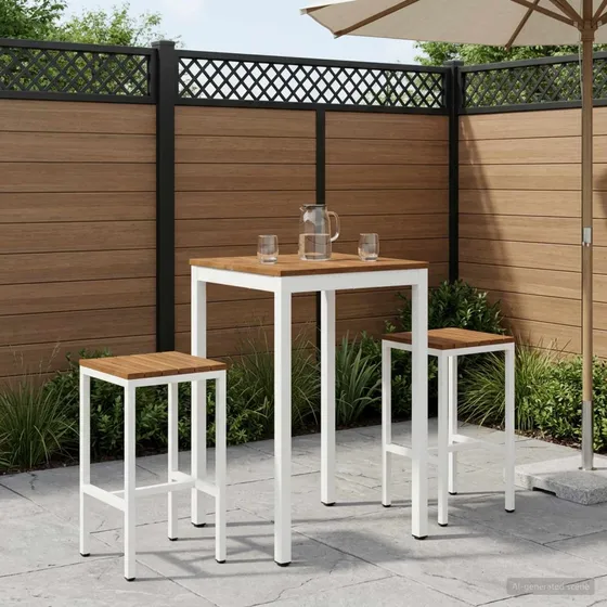 vidaXL NAARDEN Havebarbord - Natur/Hvid - 60 x 60,5 x 105 cm
