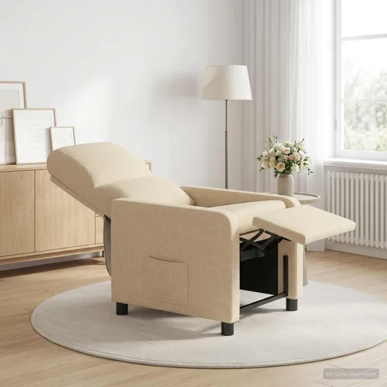 vidaXL Recliner med massage - Cremefarvet polyester