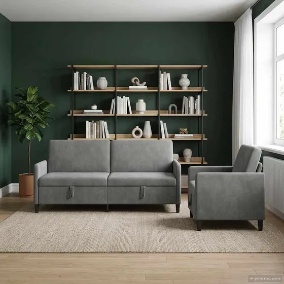 vidaXL Sofasæt med opbevaring, 2 stk., mørkegrå polyester