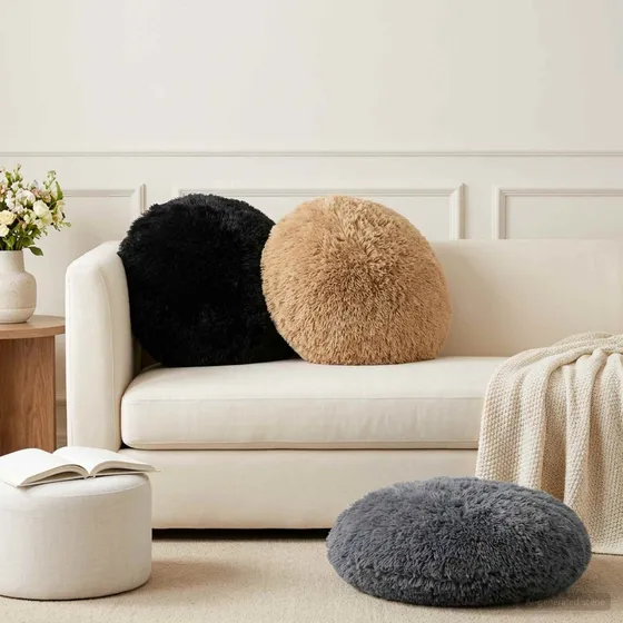 vidaXL HEERLEN Pudebetræk 6 stk. Sort Ø 60 cm PV Fleece
