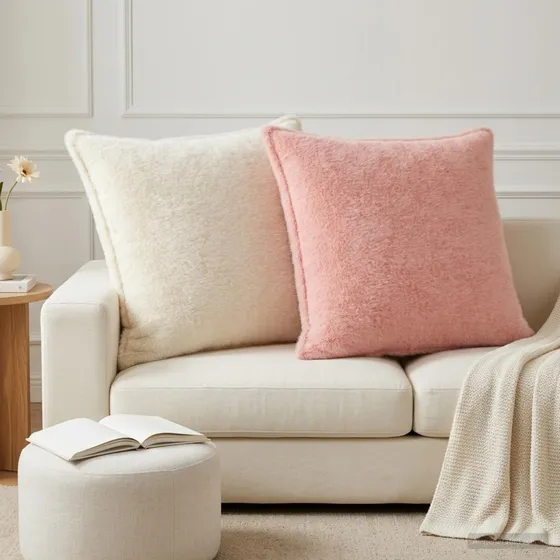 vidaXL HOUTEN Pudebetræk 6 stk. Lyserød 65x65 cm Faux Kaninpels