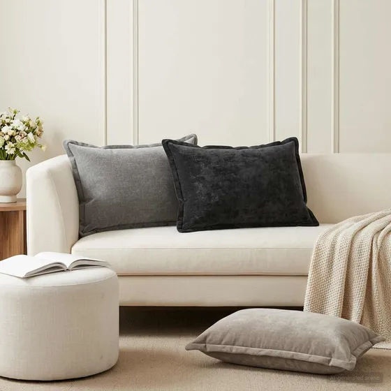 vidaXL HOUTEN Pudebetræk 2 stk. Antracit 50x75 cm Chenille