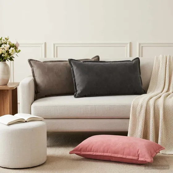 vidaXL HOUTEN Pudebetræk 6 stk. Lyserød Fløjl 40 x 80 cm