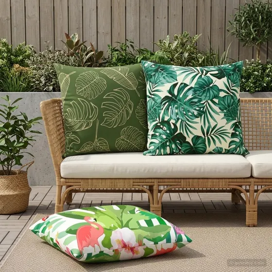 vidaXL HEERLEN Pudebetræk Bladdesign 65x65 cm - 2 stk.