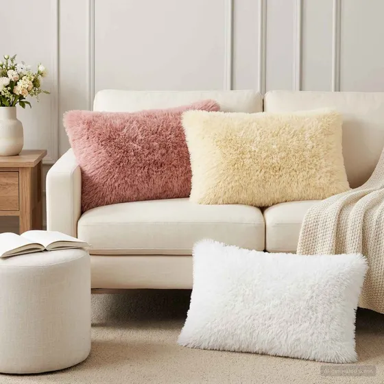 vidaXL HEERLEN Pudebetræk 2 stk. Cremefarvet 50 x 70 cm PV Fleece