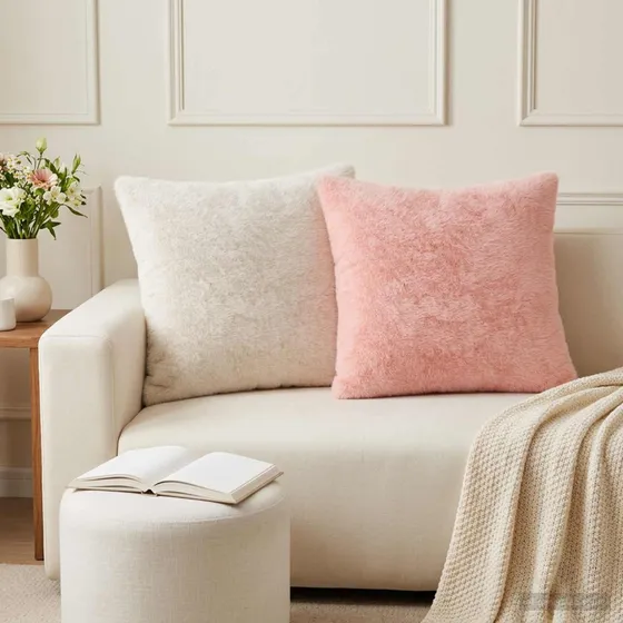 vidaXL HEERLEN Pudebetræk 12 stk. Hvid 45x45 cm Faux Kaninpels
