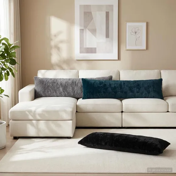 vidaXL HEERLEN Pudebetræk i mørkegrå Faux Kaninpels 40 x 145 cm