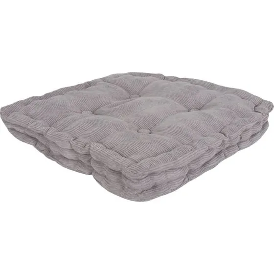 Futonhynde 40x40x7 cm – Blød fløjl, grå