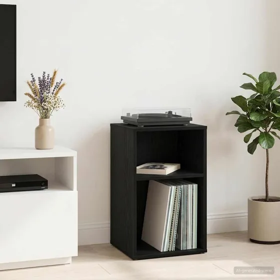 vidaXL Pladeskab Sort Eg 38 x 33 x 61 cm