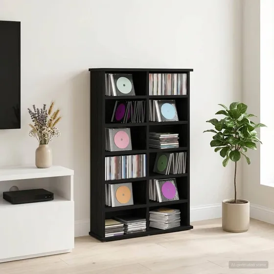 vidaXL CD Skab Sort Eg 60 x 17 x 92 cm