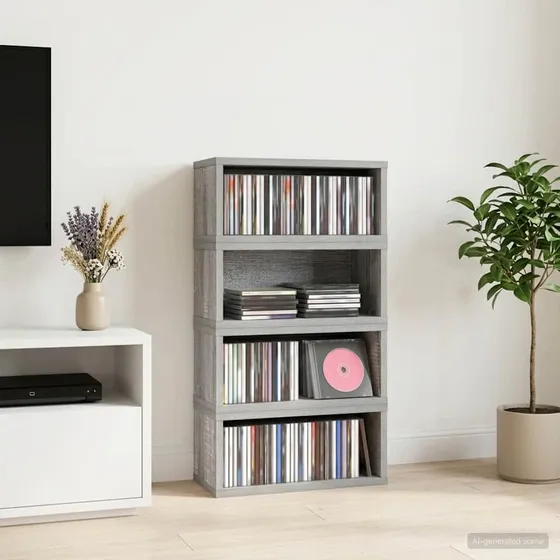 vidaXL CD-opbevaringsrække 4 stk. Grå Sonoma 40 x 17 x 17 cm