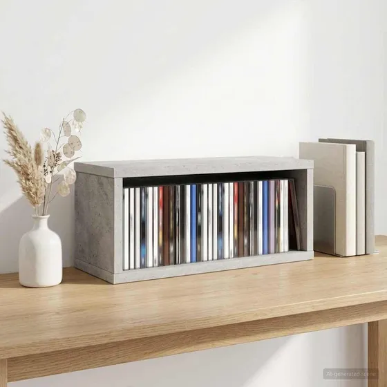 vidaXL CD Opbevaringsrække Betongrå 40 x 17 x 17 cm