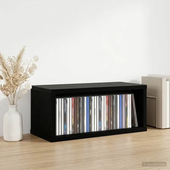 vidaXL CD-opbevaringsrække Sort Eg 40 x 17 x 17 cm