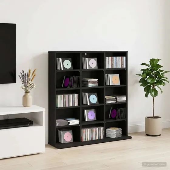 vidaXL CD-skab Sort Eg - 96 x 23,5 x 97,5 cm