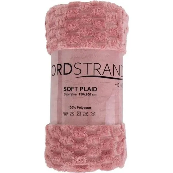Fleece tæppe 150x200 - vaffelstruktur, dus rosa