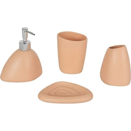 Badeværelsessæt 4 dele i peach – polyresin
