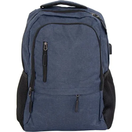 Blå computerrygsæk med USB-A til 15" laptop (29L)